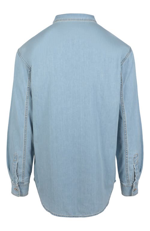 Shop Marcelo Burlon County Of Milan Marcelo Burlon Feather Necklace Cotton Denim Button-up Shirt In Blue