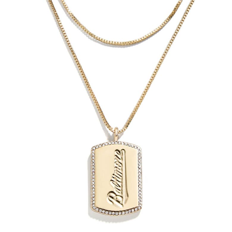 Shop Wear By Erin Andrews X Baublebar Baltimore Orioles Dog Tag Necklace In Gold