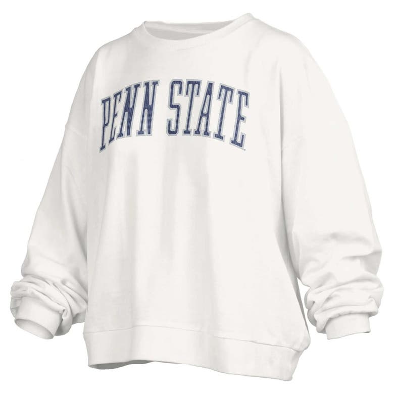 Shop Pressbox White Penn State Nittany Lions Janise Waist Length Oversized Pullover Sweatshirt