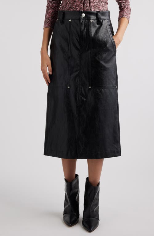 Shop Isabel Marant Étoile Angele Faux Leather Midi Skirt In Black