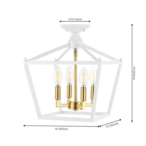 Jonathan Y Plains 4-light Iron Modern Farmhouse Led Flush Mount In White/brass Gold