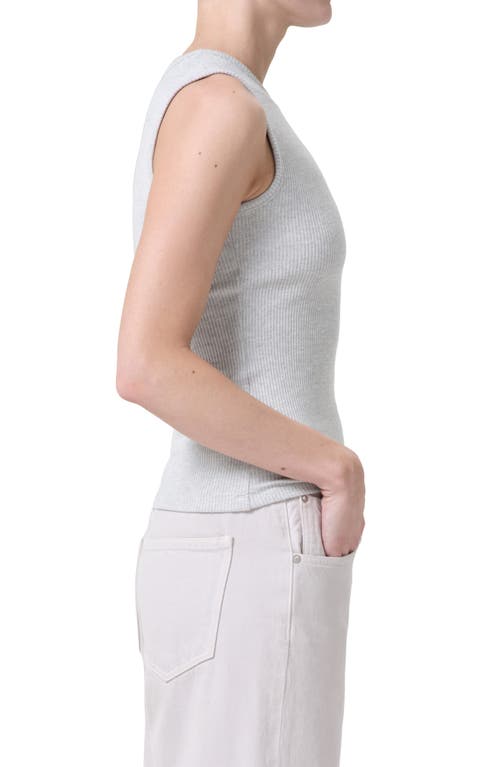 Agolde Ribbed Texture Racerback Tank Top In Brushed Grey Heather