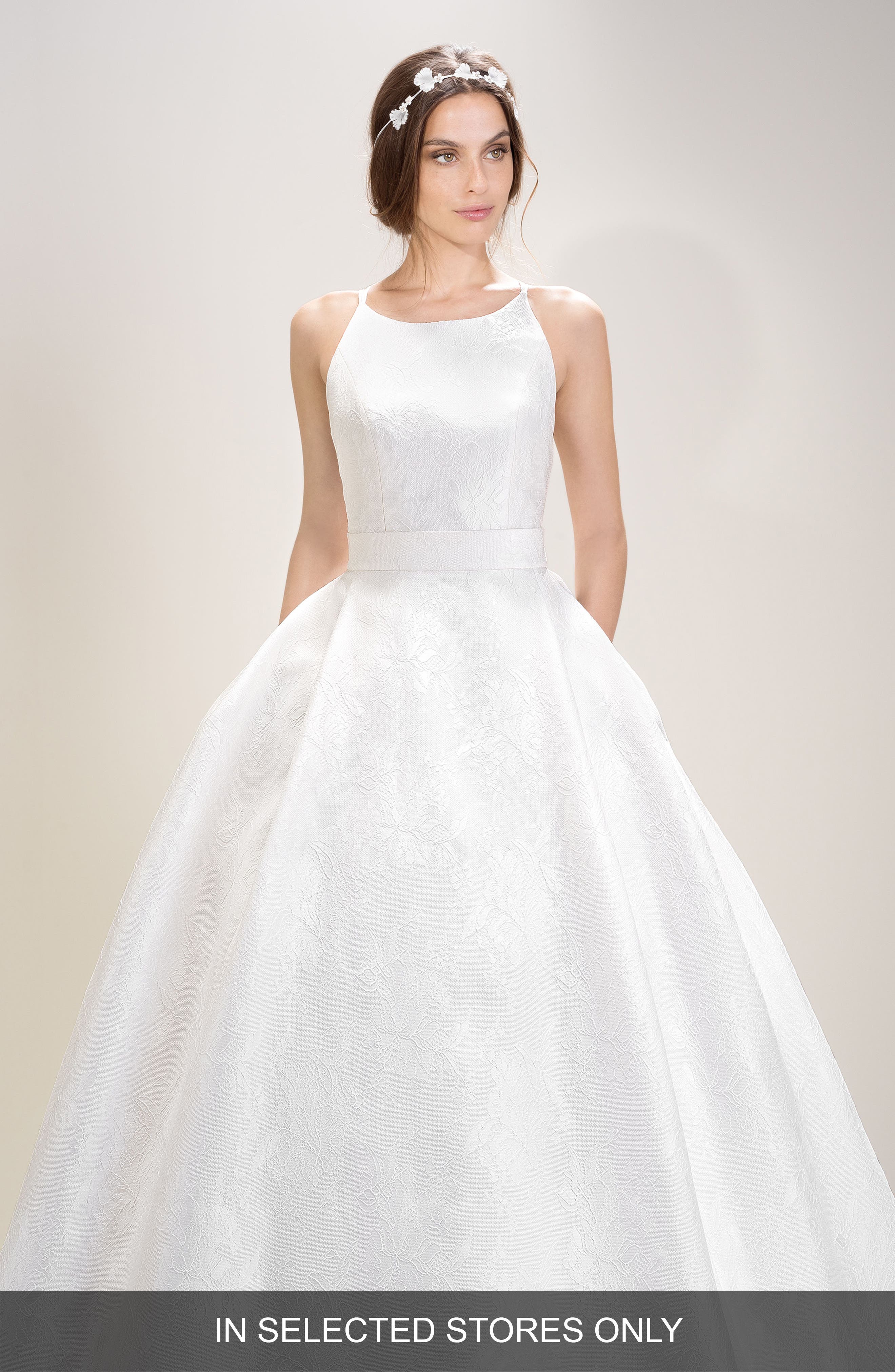 Jesus Peiro Halter Organza Gown, Size IN STORE ONLY - Ivory