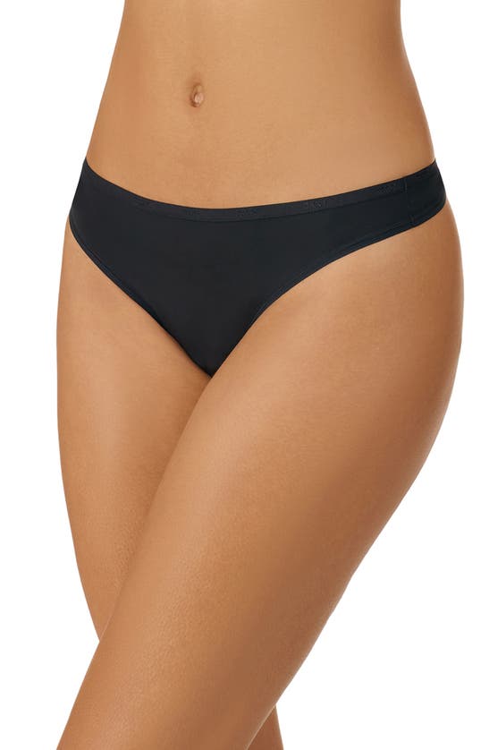 Shop Dkny Table Tops Microfiber Thong In Black