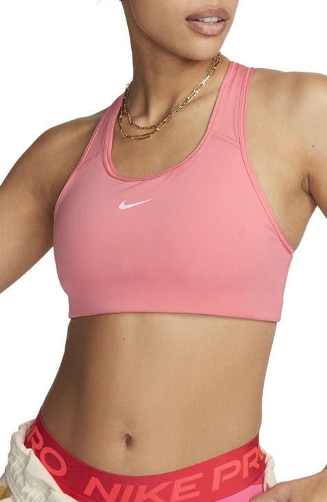 Nike Dri Fit Swoosh Seamless Medium Sports Bra Pink