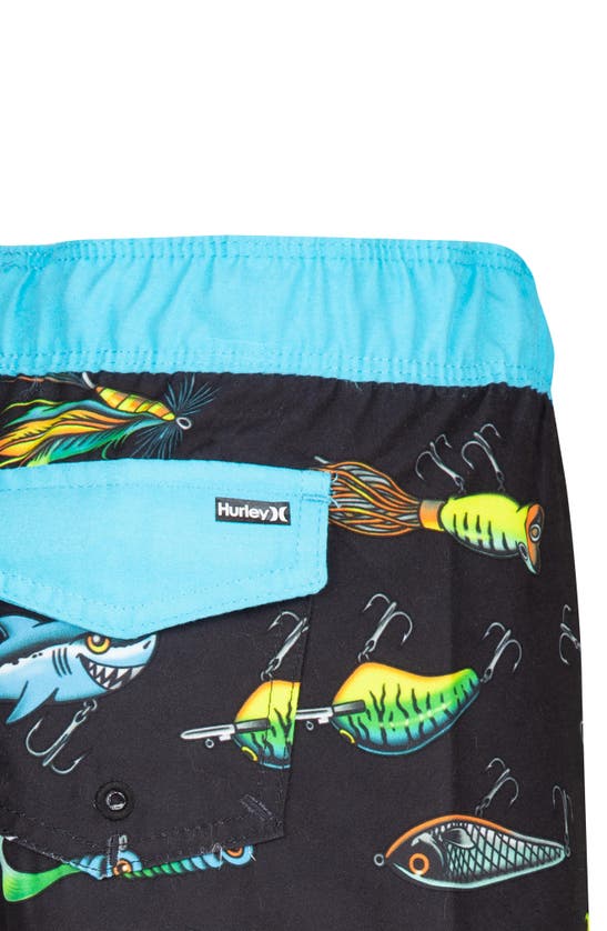 Hurley Kids' Fishing Lure Swim Trunks In Black ModeSens