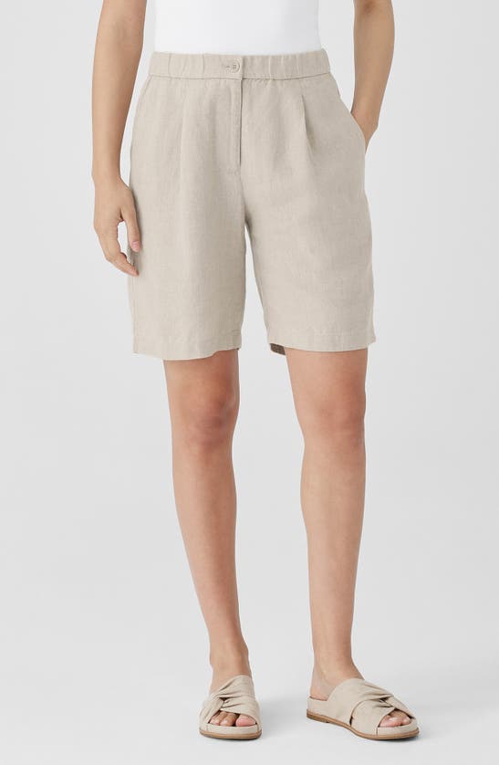 Eileen Fisher Organic Linen Shorts In Undyed Natural