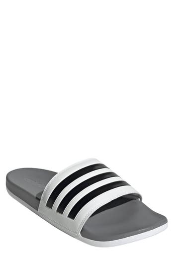 Shop Adidas Originals Adidas Gender Inclusive Adilette Comfort Sport Slide Sandal In White/black/grey