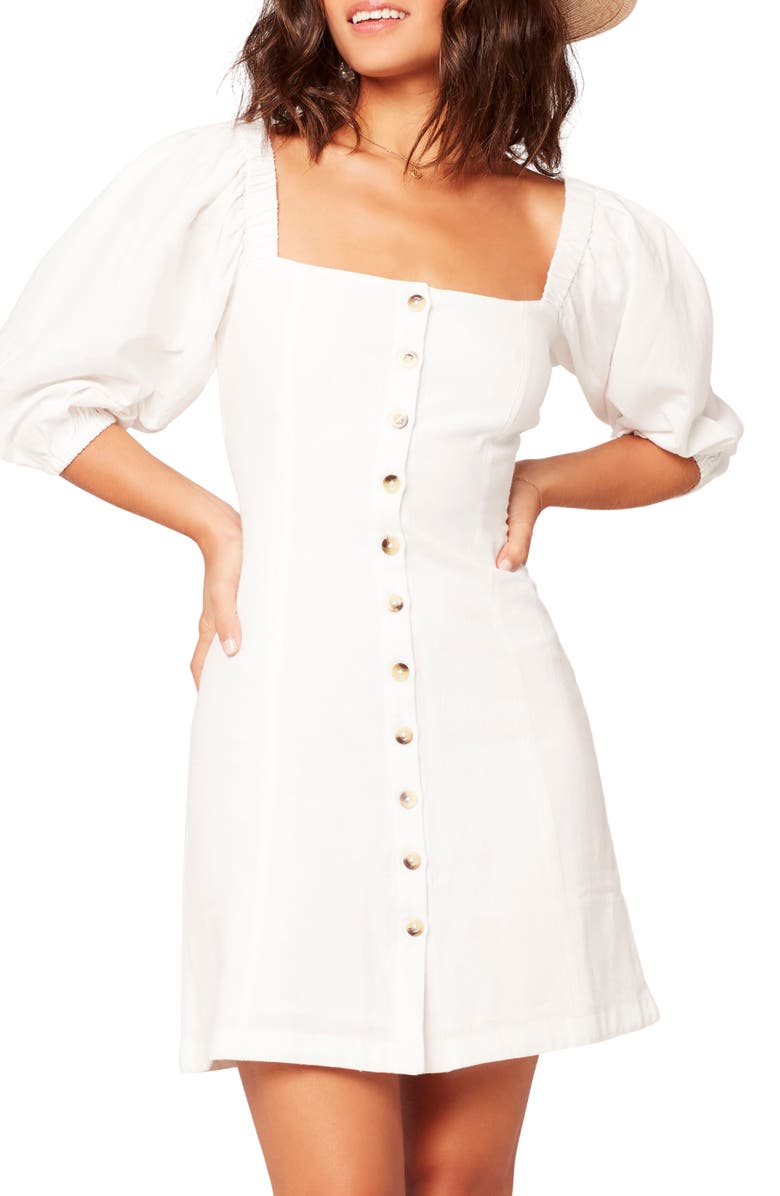 L SPACE Marina Button Front Dress, Main, color, WHT