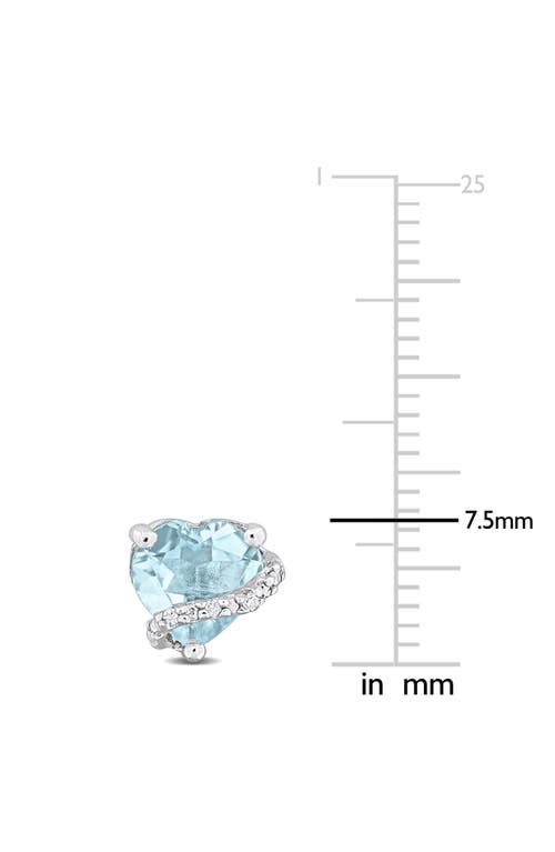 Delmar Sky Blue Topaz & Diamond Heart Stud Earrings In Blue