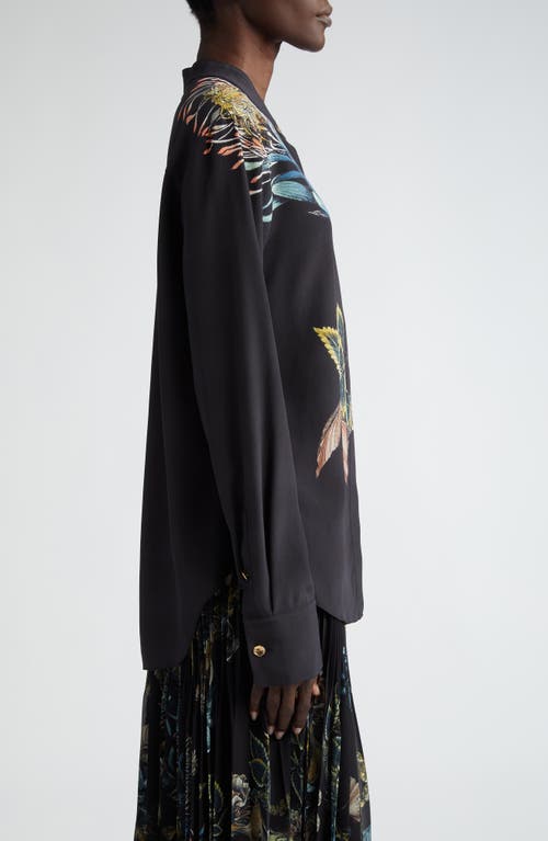 Shop Jason Wu Collection Forest Print Oversize Silk Shirt In Black/multi