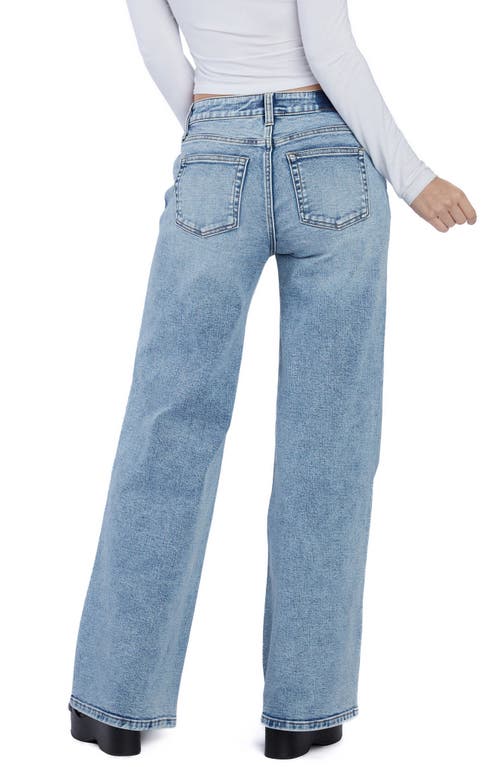 Hint Of Blu Torn Ripped Mighty Wide Leg Jeans In Blue
