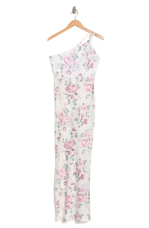 Shop The Fashion Poet Rose One-shoulder Gown In Ivy/pink