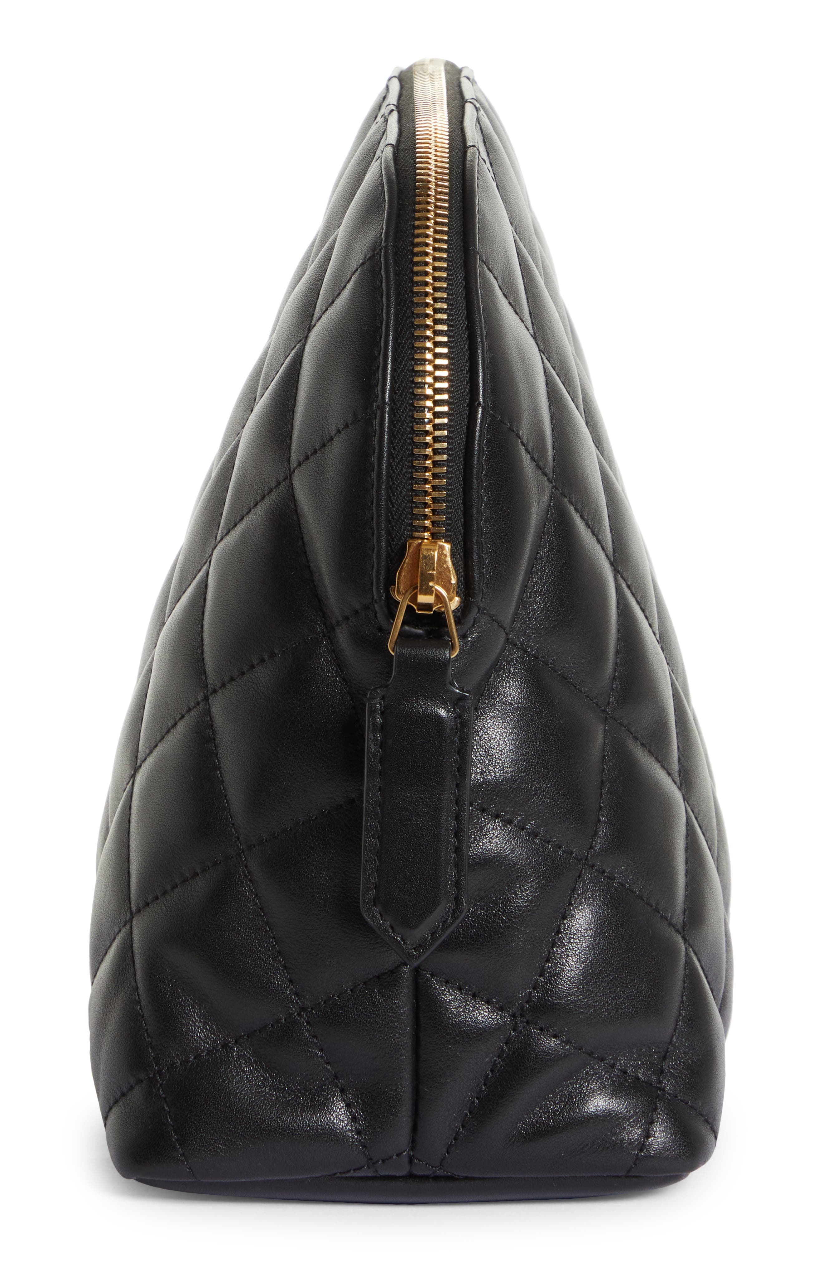 Saint Laurent Large Diamond Quilted Leather Cosmetic Pouch in Nero 