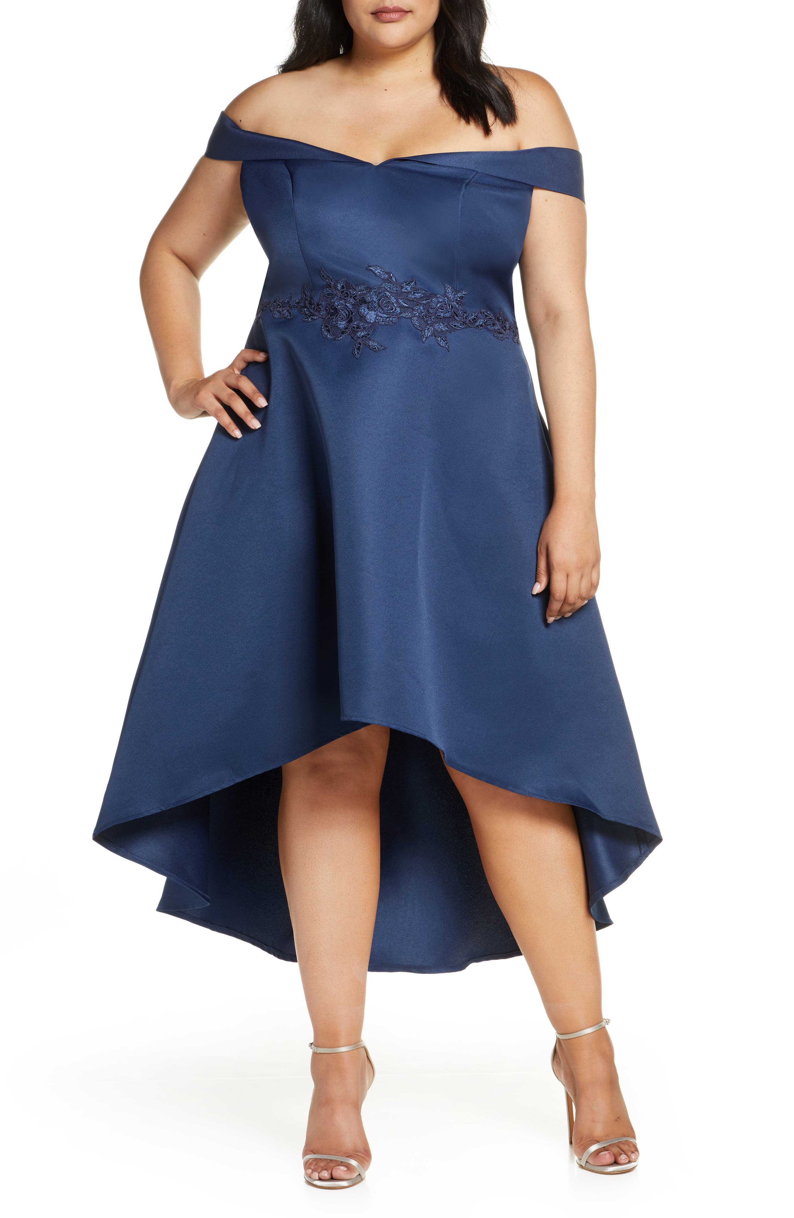 plus size off shoulder cocktail dress