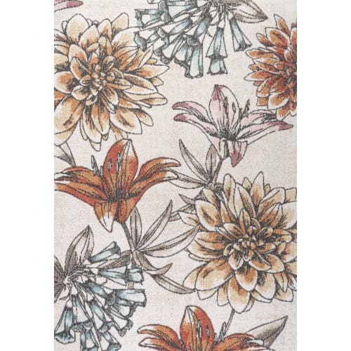 Shop Jonathan Y Giglio Modern Botanical Flower Area Rug In Orange/blue/cream