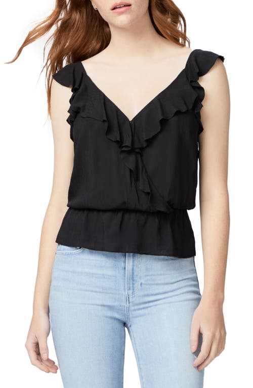 PAIGE Fenna Ruffle V-Neck Top in Black at Nordstrom, Size Large