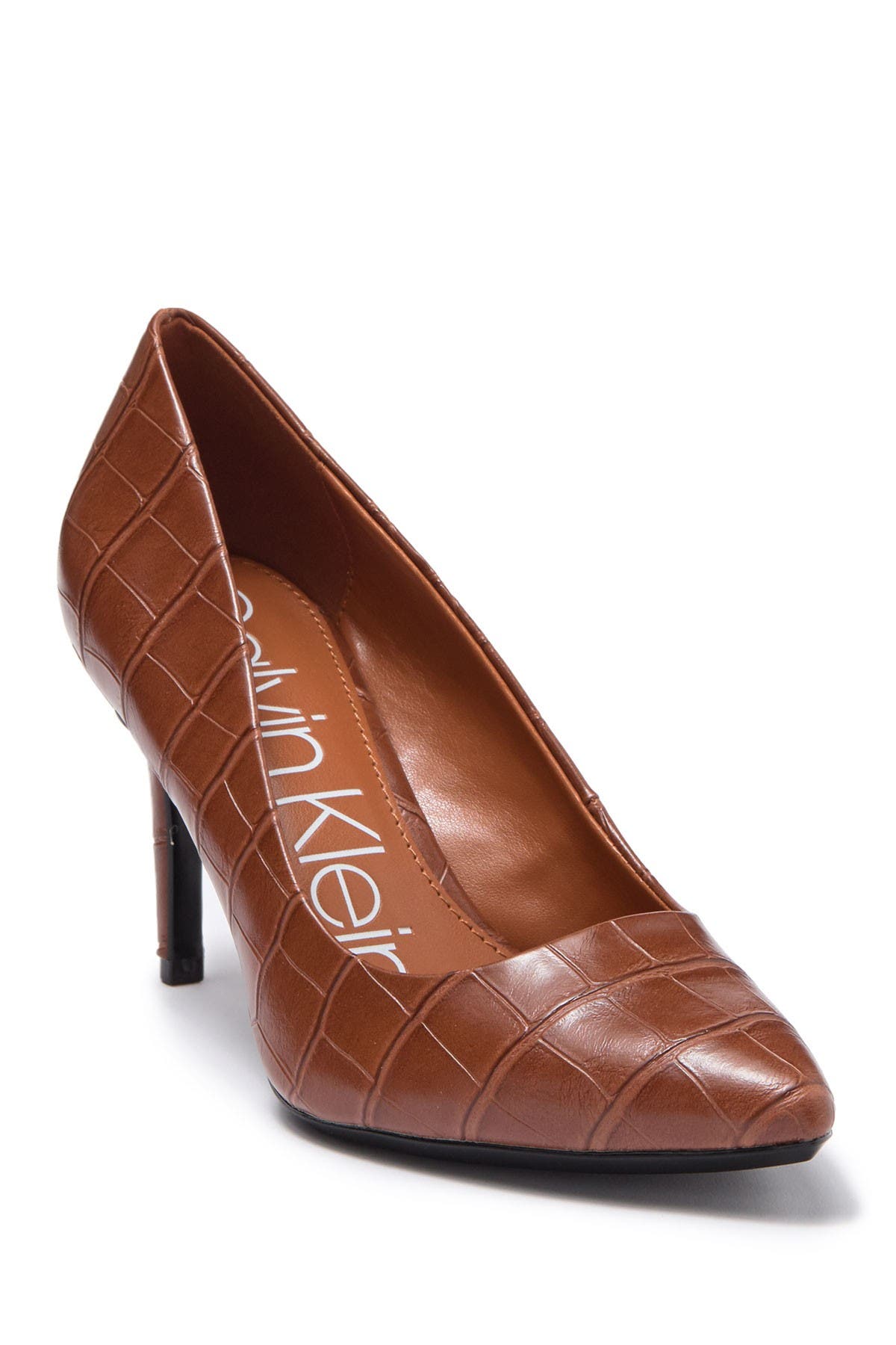 keke crocodile embossed leather pump