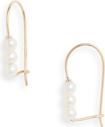 Poppy Finch Triple Baby Pearl Linear Earrings | Nordstrom