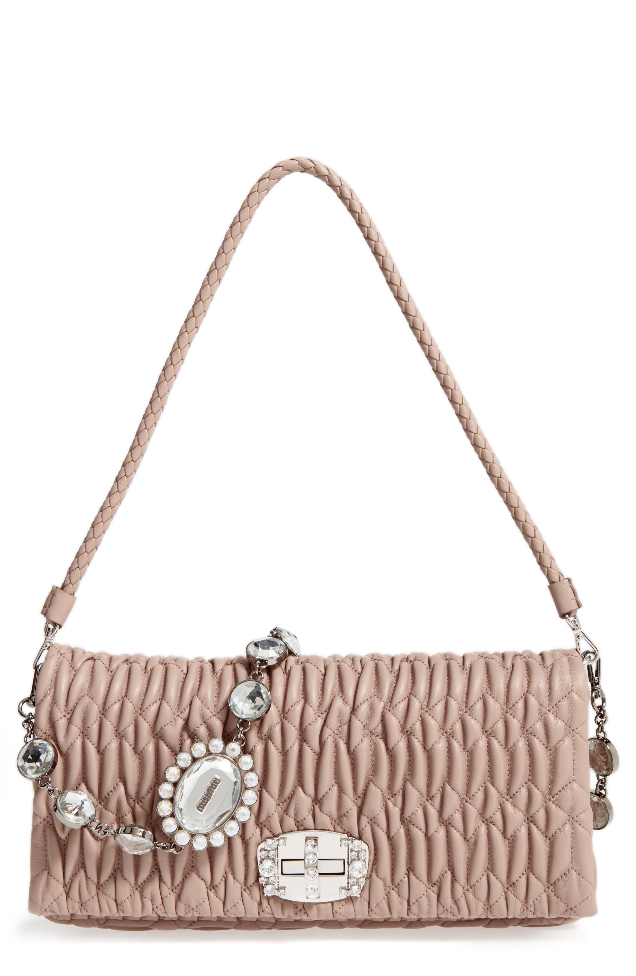 Miu Miu Medium Crystal Matelassé Leather Crossbody Bag Nordstrom