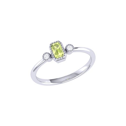 Luvmyjewelry Emerald Cut Peridot & Diamond Birthstone Ring In 14k Gold In White Gold
