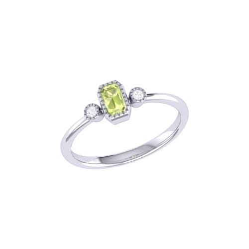 Shop Luvmyjewelry Emerald Cut Peridot & Diamond Birthstone Ring In White Gold