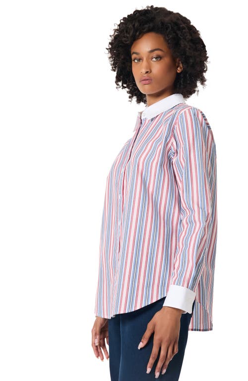 Shop Jones New York Oversize Button-up Shirt In Rose Multi