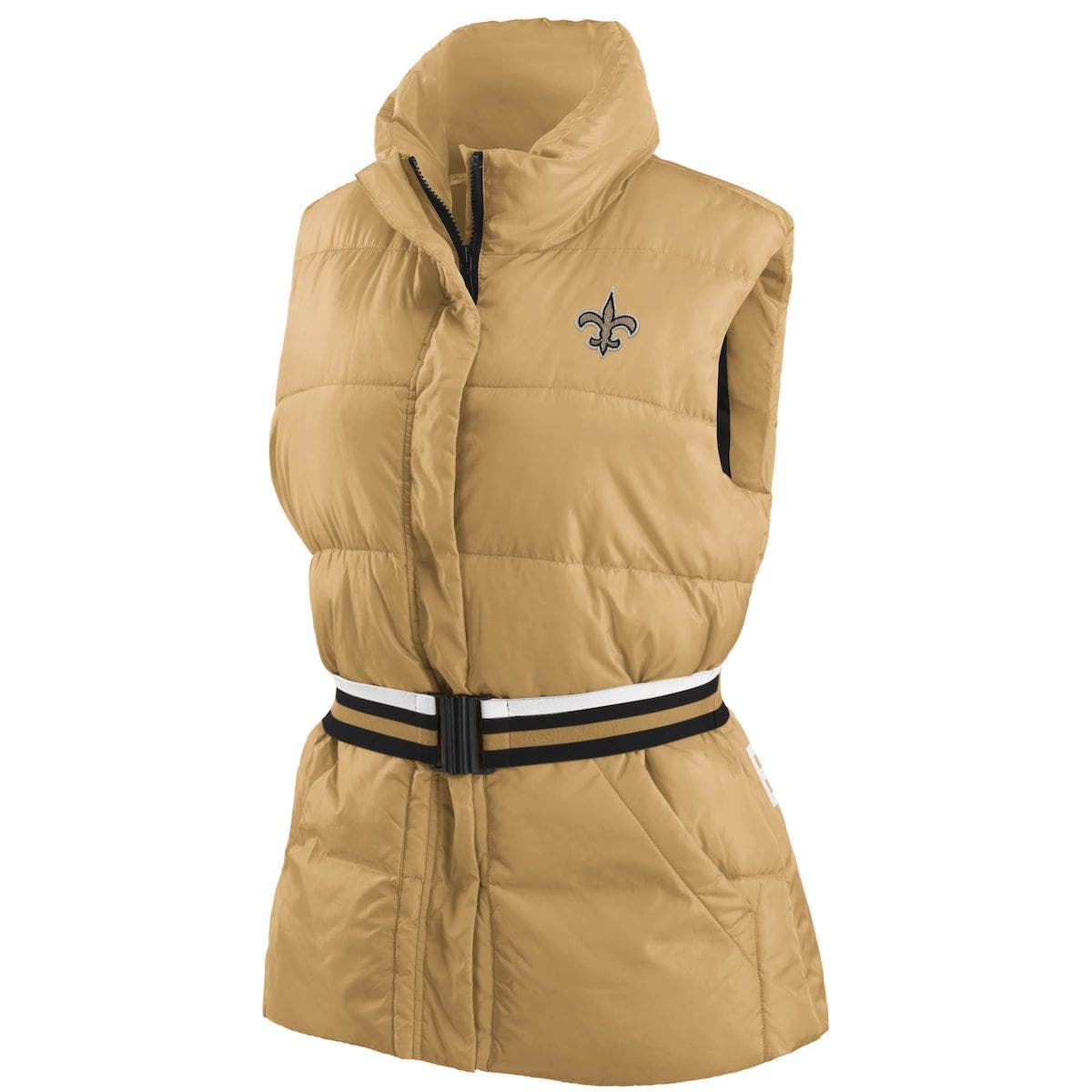 women's gold puffer vest