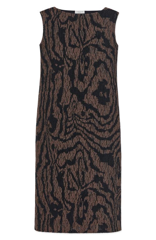 Lafayette 148 Wood Grooves Pleated Lace Midi Dress In Wood Multi In Wood Multi