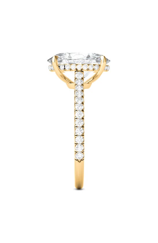 Shop Hautecarat 18k White Gold Oval Cut & Pavé Lab Created Diamond Ring In 18k Yellow Gold