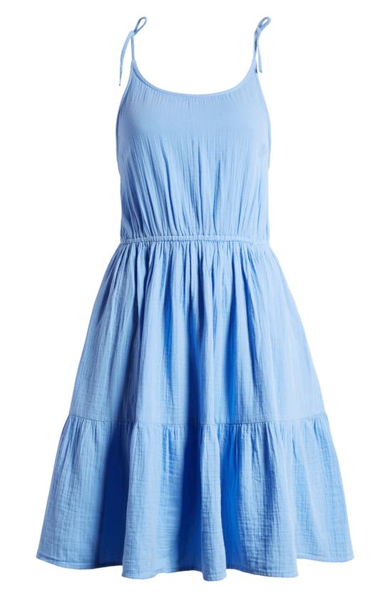 Shop Caslon Tiered Cotton Gauze Sundress In Blue Cornflower