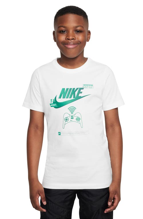 Nike Kids' Sportswear Cotton Graphic T-Shirt White at