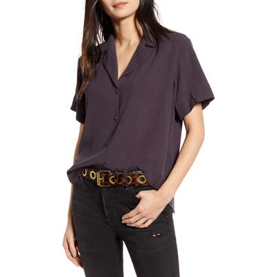 Treasure & Bond Textured Camp Shirt, Grey