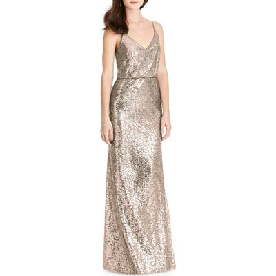 After Six Sequin Blouson Gown, Metallic