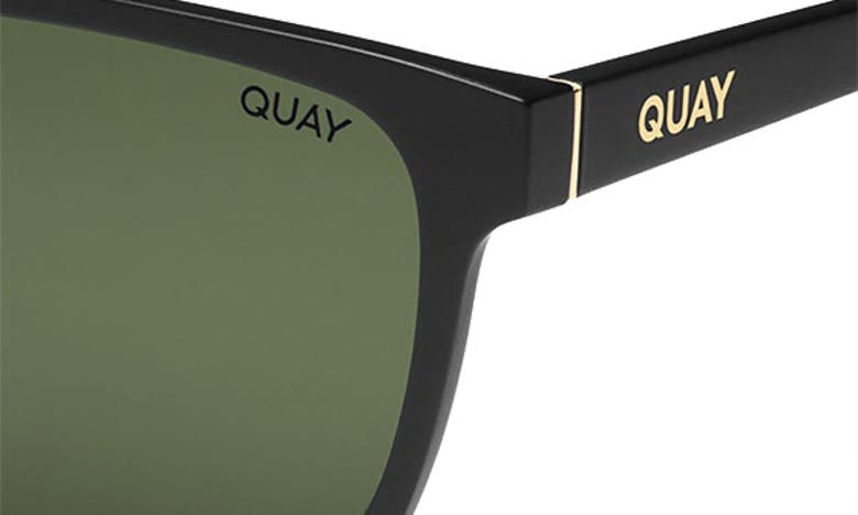 Shop Quay Unplugged 45mm Polarized Square Sunglasses In Matte Black / Green Polarized
