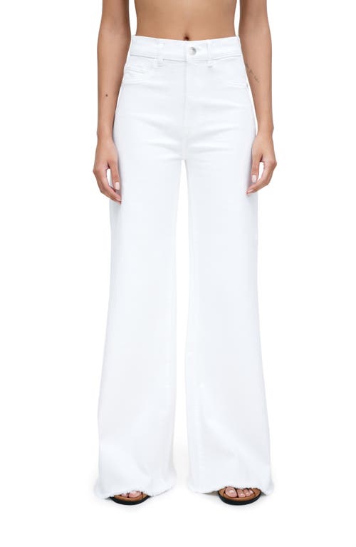 Shop Marcella Mccarren High Waist Raw Hem Wide Leg Jeans In White