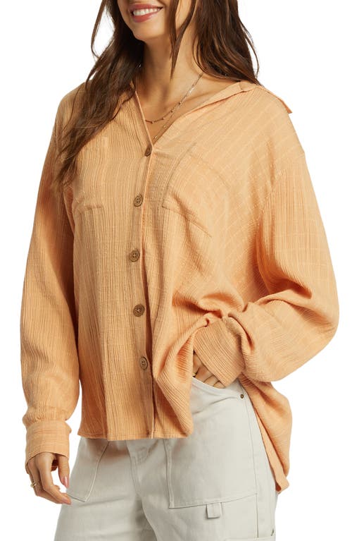 Shop Billabong Swell Gauze Button-up Shirt In Baked Clay