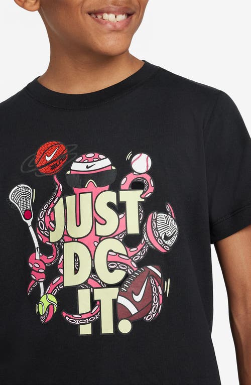 Shop Nike Kids' Sportswear Just Do It Cotton Graphic T-shirt In Black