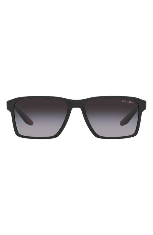 Prada Linea Rossa 58mm Gradient Rectangular Sunglasses in Black at Nordstrom