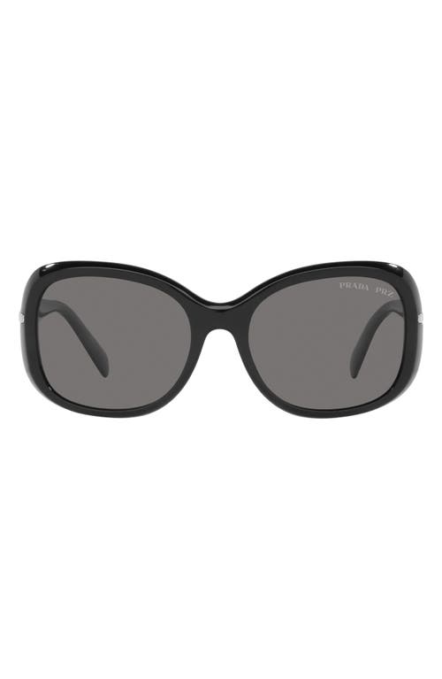 Prada 57mm Polarized Rectangular Sunglasses in Black at Nordstrom