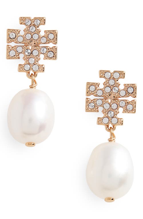 Tory Burch Kira Baroque Pearl Drop Earrings In Tory Gold/pearl