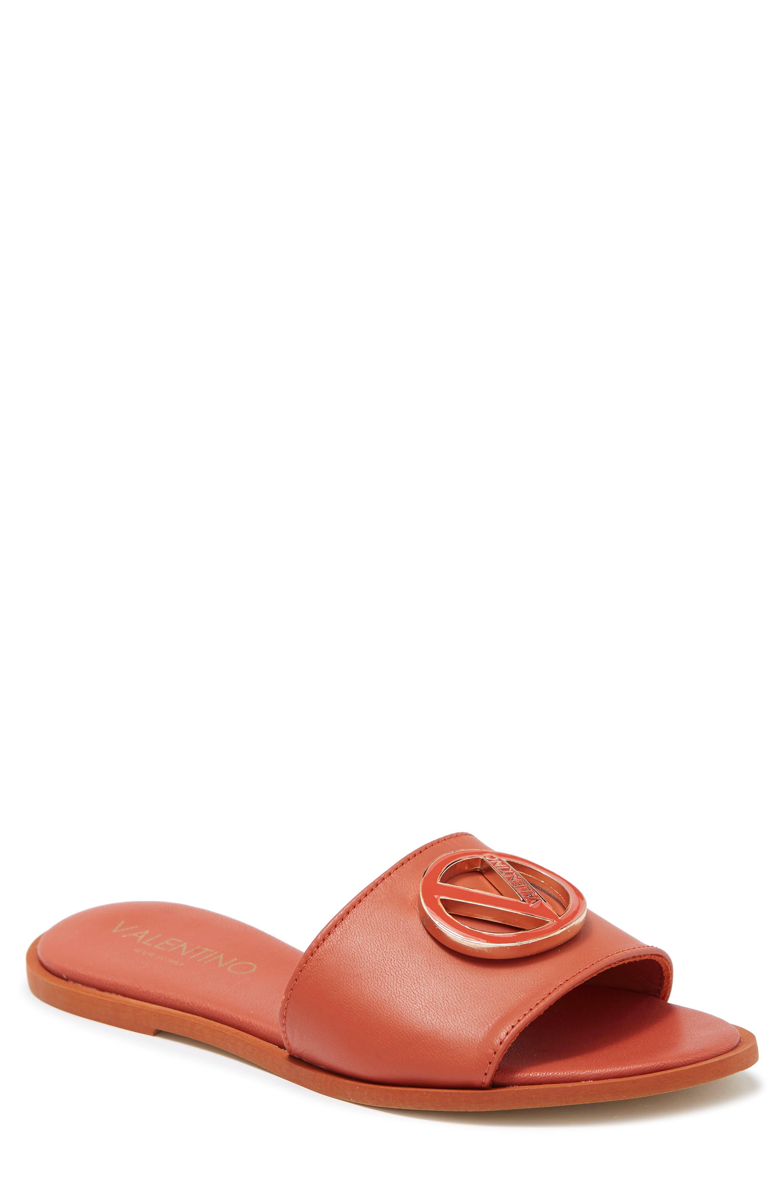 valentino bugola leather slides