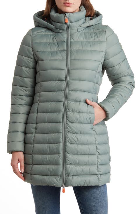 Carol Hooded Nylon Puffer Coat with Removable Hood