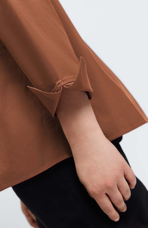 Foxcroft Agnes Smocked Cuff Blouse In Macchiato