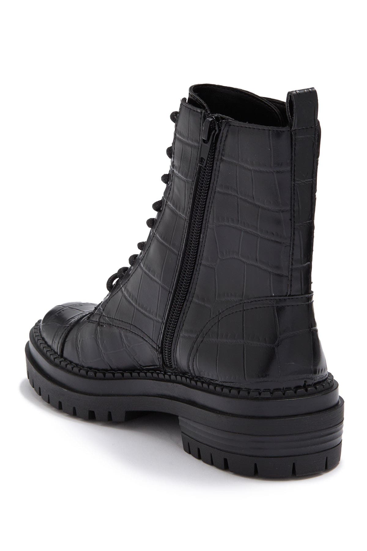 olivia croc embossed combat boot