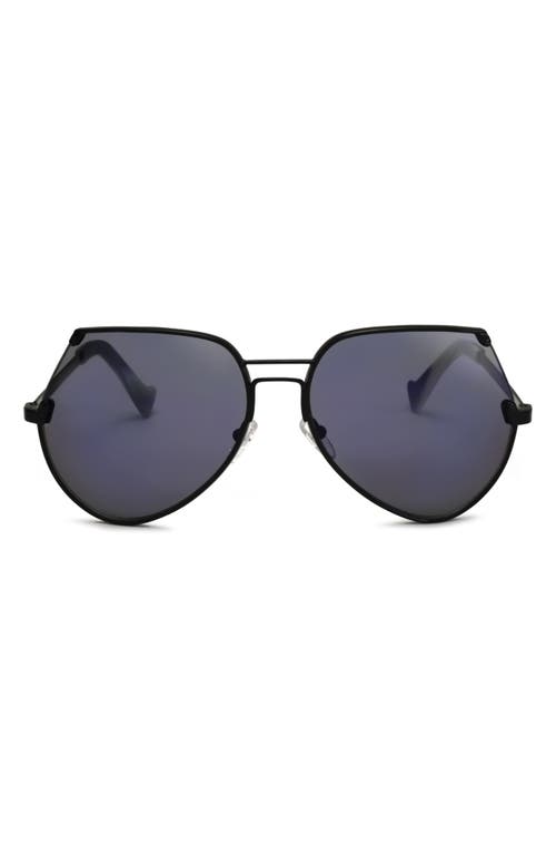 Embassy 60mm Aviator Sunglasses in Black/Blue