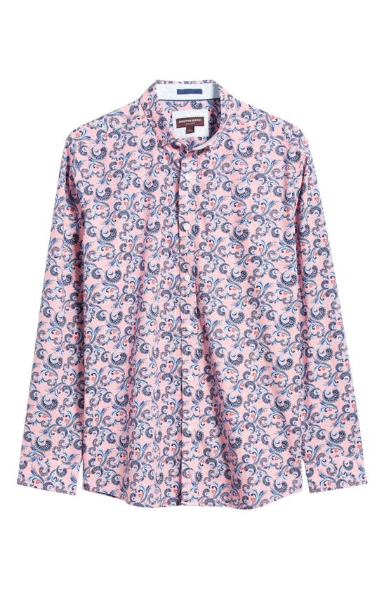 Shop Johnston & Murphy Paisley Print Cotton Button-up Shirt In Pink
