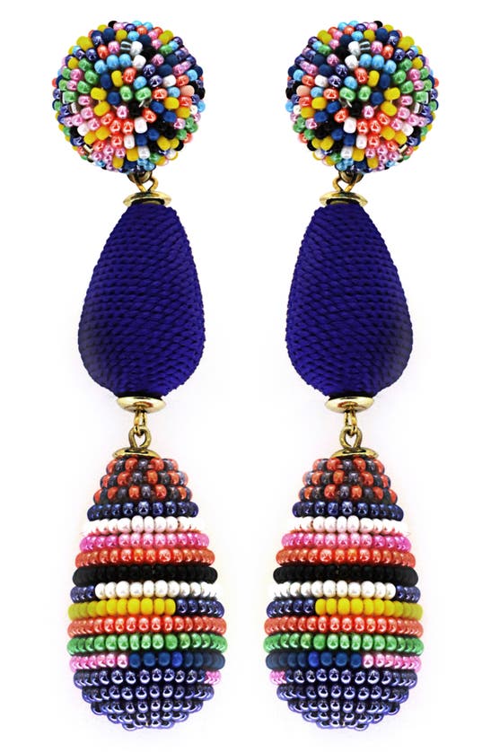 Shop Panacea Multibead Linear Earrings In Blue Multi