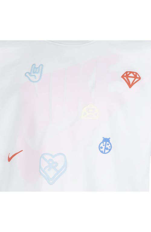 Nike Little Girls Love Icon Boxy Short Sleeves T-shirt In White
