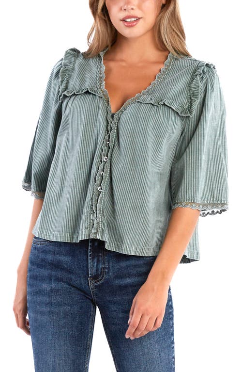 Billy T Juliet Ruffled Shirt In Army Rr Stripe